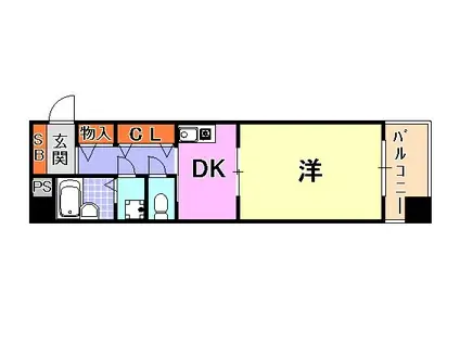 プレサンス新神戸(1DK/7階)の間取り写真