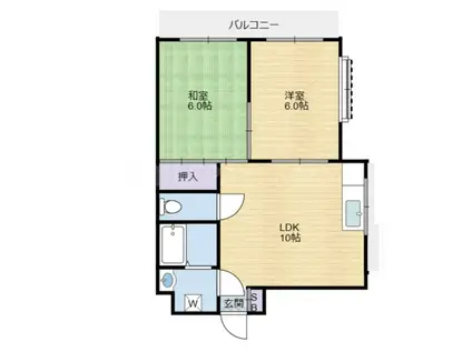 カミギオンハイツ(2LDK/3階)の間取り写真