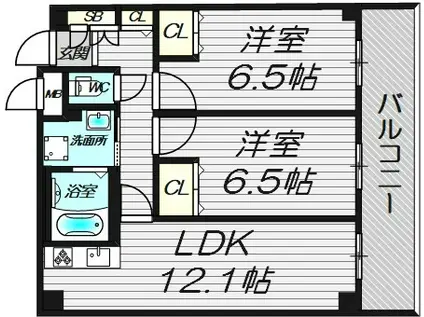 レジディア西天満(2LDK/14階)の間取り写真