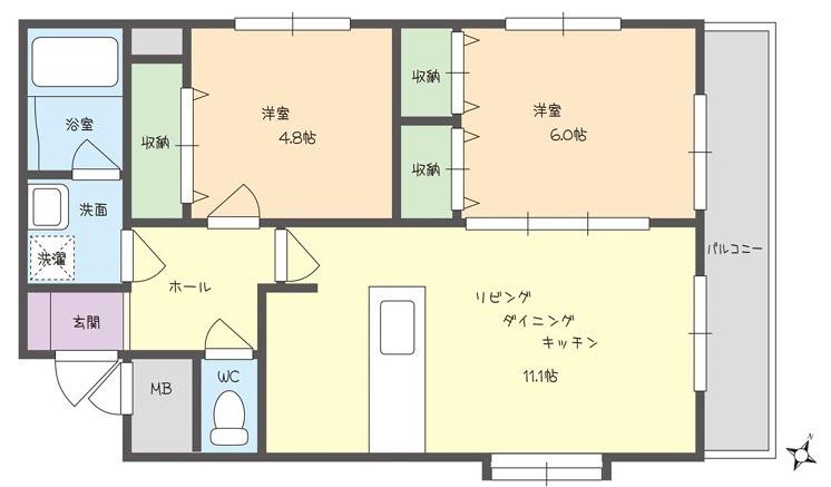 スカイコートヌーベル巣鴨(2LDK/6階)の間取り写真