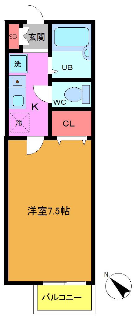 エクレール(1K/1階)の間取り写真