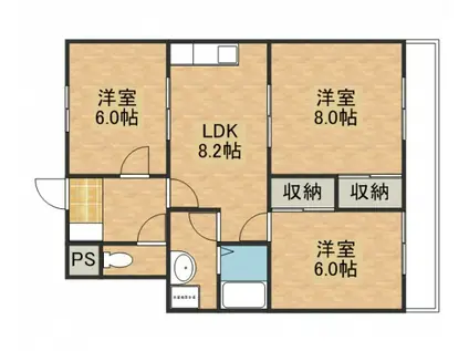 メゾンIDE(3DK/1階)の間取り写真