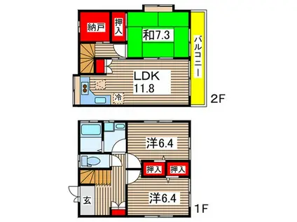 シャローム国立(3LDK/1階)の間取り写真