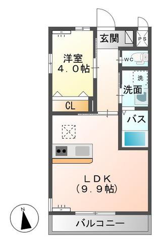 ア・ディーゴ(1LDK/2階)の間取り写真