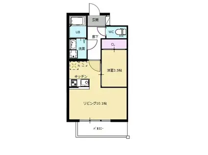 キルシュ・バオム(1LDK/1階)の間取り写真