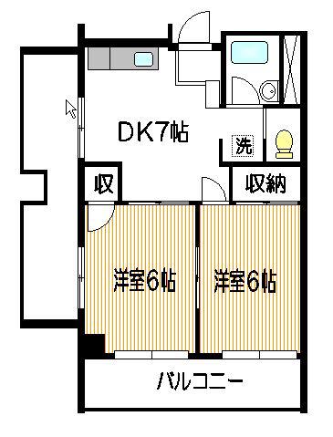 サンライズビル(2DK/5階)の間取り写真
