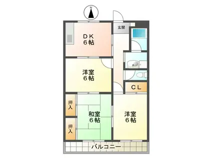 TBコーポ(3DK/2階)の間取り写真