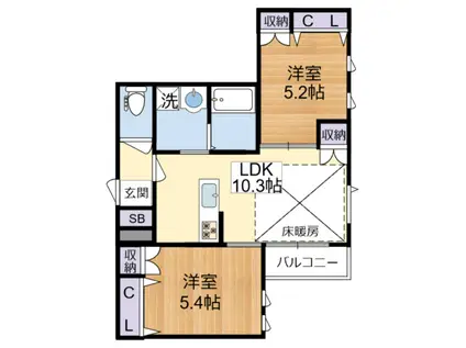 FOREST GARDEN(2LDK/2階)の間取り写真