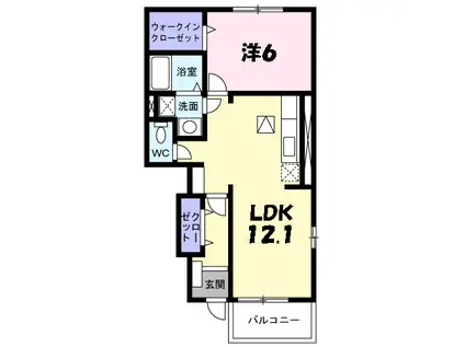 グリーン・エコーII(1LDK/1階)の間取り写真