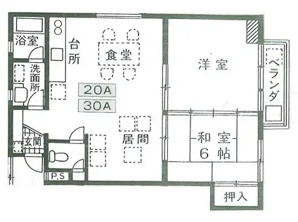 パセオみのり(2LDK/2階)の間取り写真