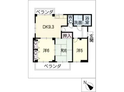 ルネスミドリ(3DK/3階)の間取り写真