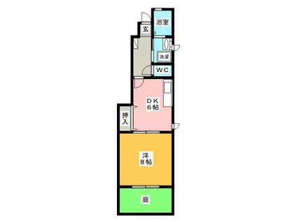 GRAN SAYAGE B棟(1DK/1階)の間取り写真