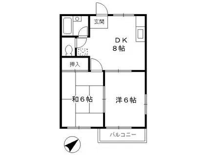 パイン東大泉(2DK/2階)の間取り写真
