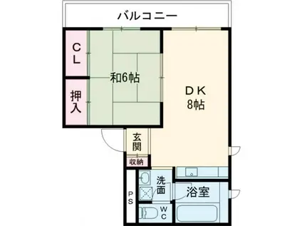 第二豊田ビル(1DK/8階)の間取り写真