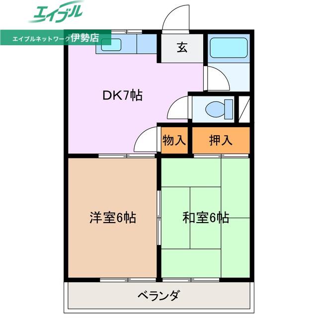 白石山ハイツ(2DK/1階)の間取り写真