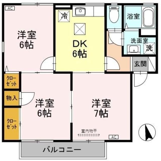 ロイヤルガーデン子安C(3DK/1階)の間取り写真