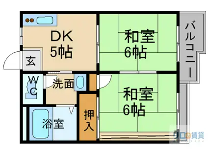マサゴハイツ7(2DK/2階)の間取り写真