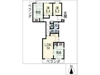 エスポア名東407号(4LDK/4階)の間取り写真