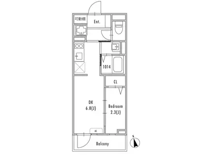 グランパセオ大森北(1DK/5階)の間取り写真