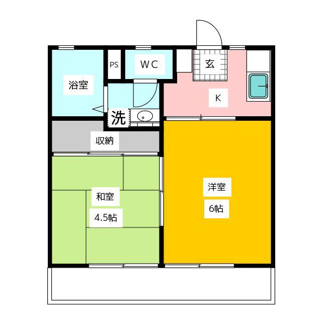 ムラコシハイツ(2DK/2階)の間取り写真