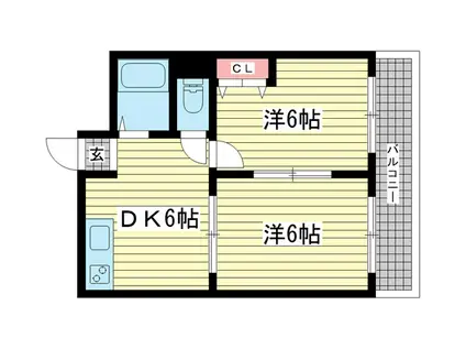 グランデFK(2DK/3階)の間取り写真