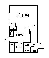 ピュアライフ緑ヶ丘(1K/2階)の間取り写真