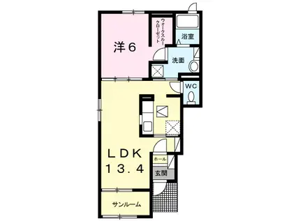 グリシーヌ(1LDK/1階)の間取り写真