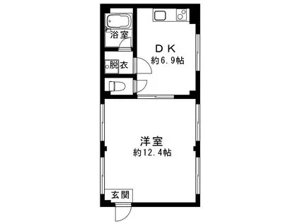 富士ビル(1DK/3階)の間取り写真