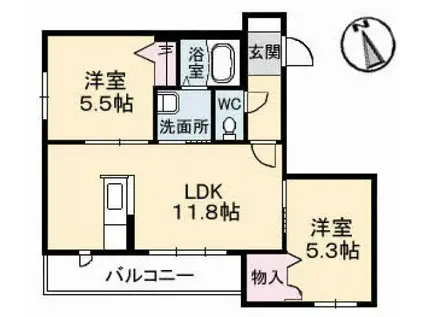 A TES SOUHAITS(2LDK/3階)の間取り写真