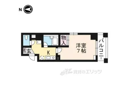 カーサ・デ・古都(1K/4階)の間取り写真