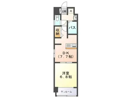 サン・ウエダビルII(1DK/2階)の間取り写真