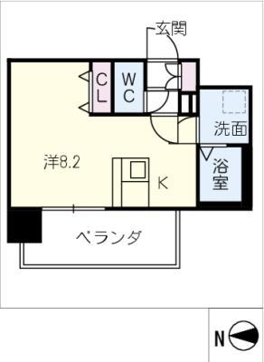 SHOKEN RESIDENCE名古屋 太閤通(ワンルーム/10階)の間取り写真