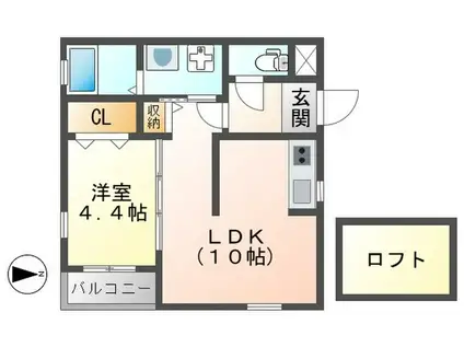 JR東海道本線 立花駅 徒歩6分 2階建 築9年(1LDK/2階)の間取り写真