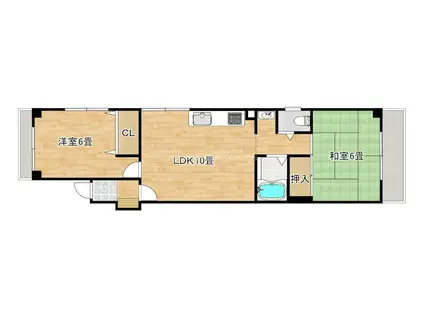 コーポ河中III(2LDK/3階)の間取り写真