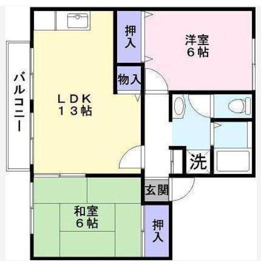 フェリーチェ(2LDK/2階)の間取り写真