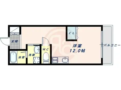 ライフデザイン江戸堀(ワンルーム/2階)の間取り写真