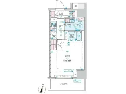 ジェノヴィア平塚III(1K/1階)の間取り写真