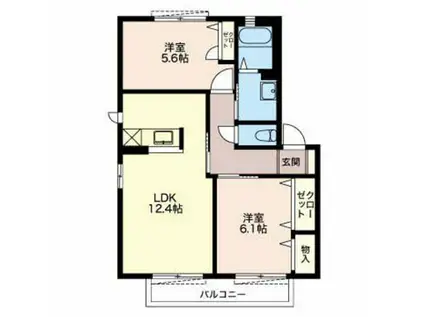 カメリア・コート(2LDK/2階)の間取り写真