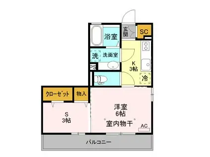 ボン ペジーブル(2K/2階)の間取り写真