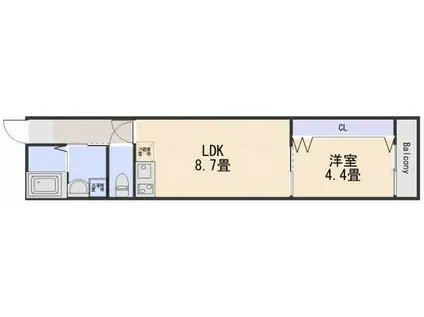 クレスト山本9丁目I(1LDK/3階)の間取り写真