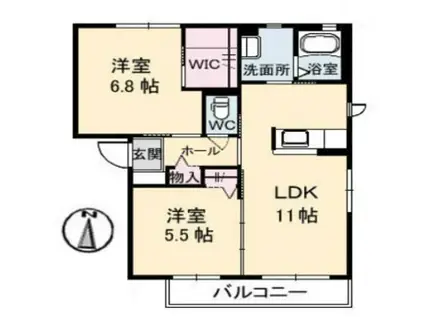 シャーメゾンフェアリーII棟(2LDK/2階)の間取り写真