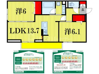 リベラル(2LDK/3階)の間取り写真