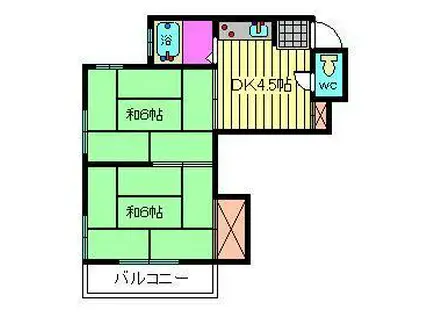 コーポ恵(2DK/2階)の間取り写真
