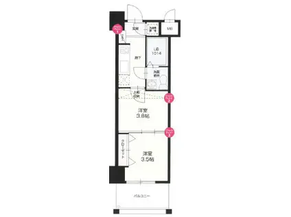 NO.67 BENEFIT 21 博多(1K/2階)の間取り写真