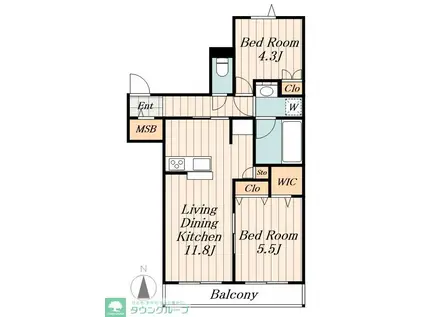 メゾン・リヴェール(2LDK/1階)の間取り写真