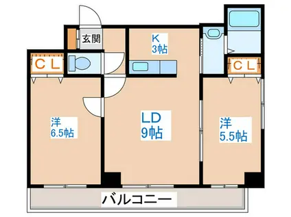 ブロックヒルズ(2LDK/8階)の間取り写真