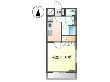 ツインズキクナビー棟(1K/2階)の間取り写真