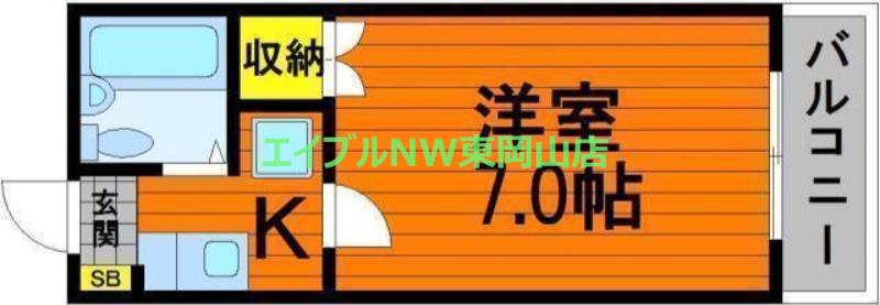 ハピネスコートII(1K/1階)の間取り写真