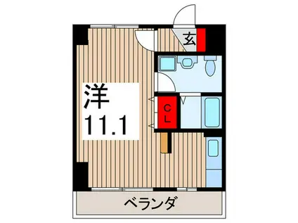 入間市駅 徒歩9分 オートロック付 1R RC造(ワンルーム/2階)の間取り写真
