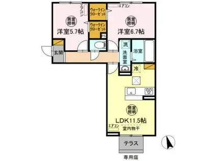 ニーナサクレ(2LDK/1階)の間取り写真